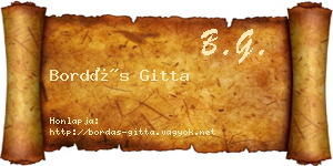 Bordás Gitta névjegykártya